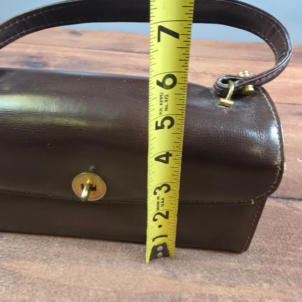 Gimbels Brothers Top Handle Bag Womens Small Brown Good Vintage French Leather